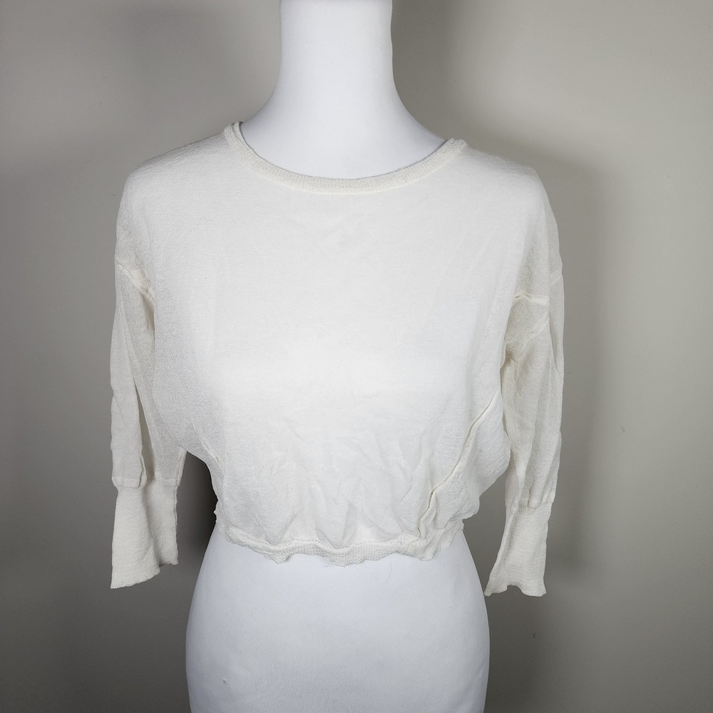 Oak + Fort Sheer Crop Top Mesh Womens Small Fairy Feminine Ethereal Lightweight